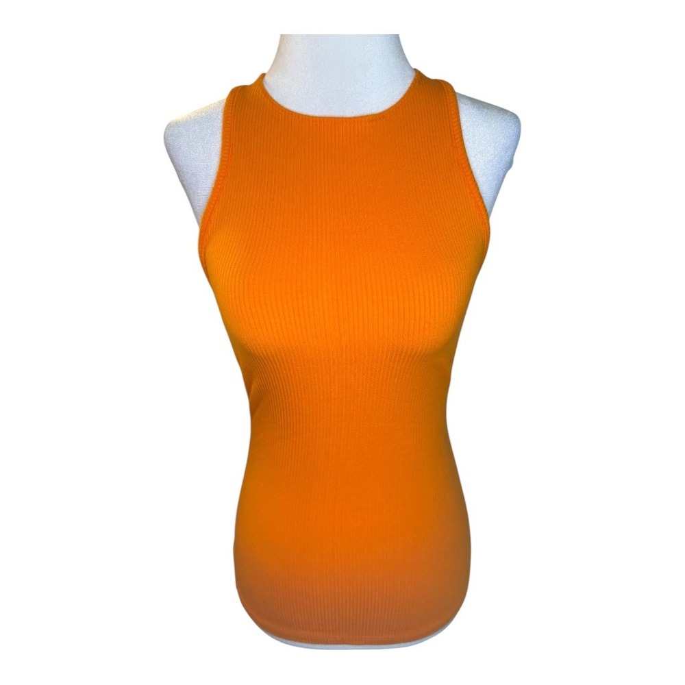 Naked Wardrobe Racerback Tank Top Ribbed Sleeveless Casual Orange Size Large NWT